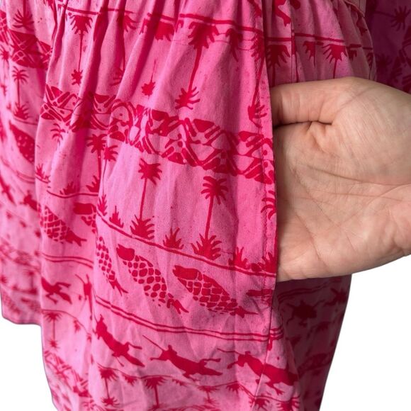 Vintage Java Wraps Pink Batik Sleeveless Romper with Bow - Medium - Picture 6 of 10